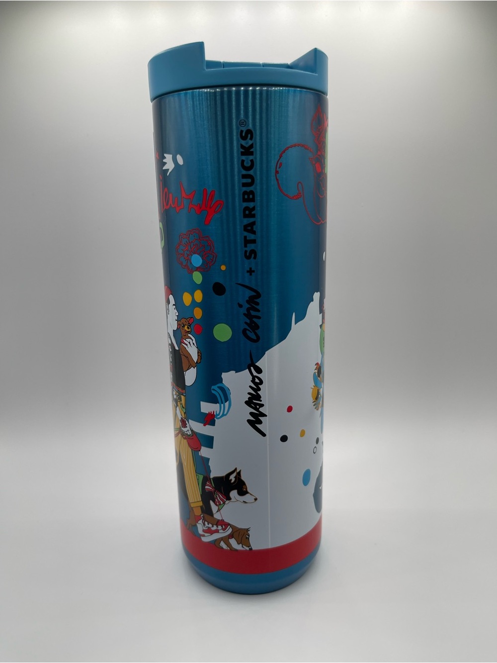 Starbucks Blue and Red Illustrated Stainless Tumbler